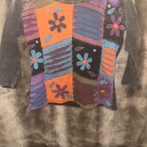 Vintage Art Studio Multicolor Patchwork Top
